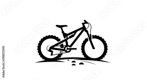 Mountain Bike Illustration Side View.