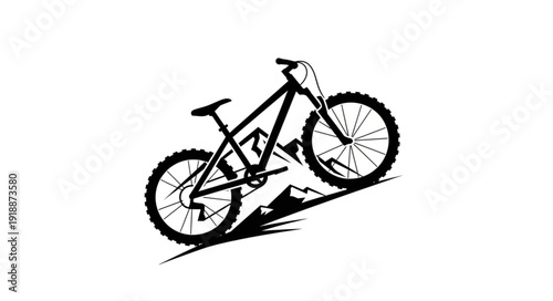 Mountain Bike Illustration Black White.