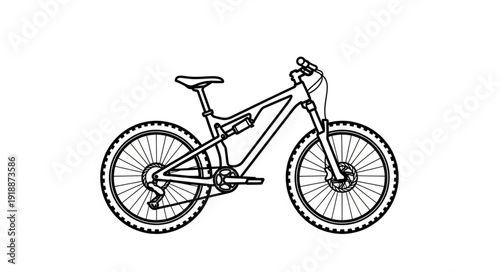Mountain Bike Illustration Black White.