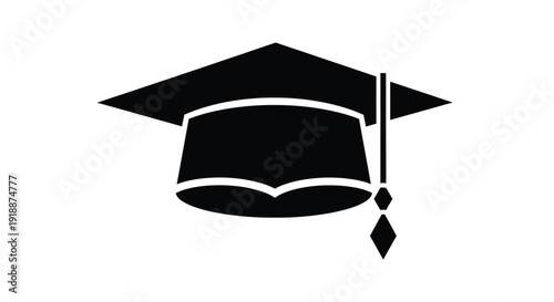 Simple black and white icon representing a mortarboard cap used during academic graduation ceremonies