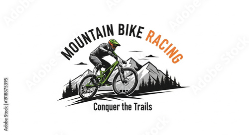 Mountain Bike Racing Illustration Design.