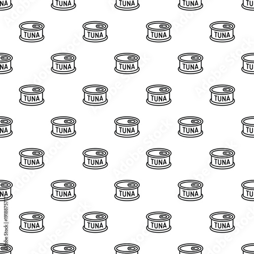Tuna fish can icons creating a seamless vector pattern for food and packaging designs