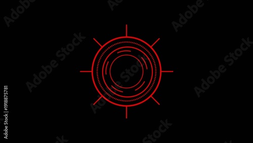 Glowing red circular target with concentric rings and crosshairs on a dark Generate title without using the word 
