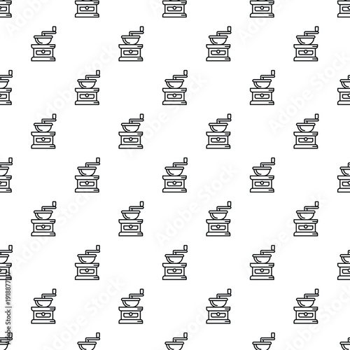 Manual coffee grinder pattern repeating in a seamless background for web or print