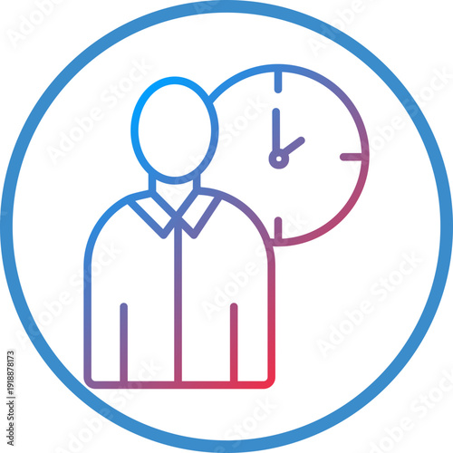 Working Hours Line Icon Style