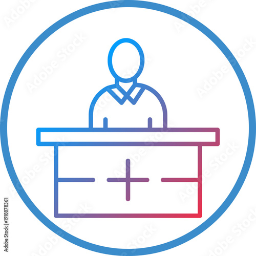 Receptionist Line Icon Style