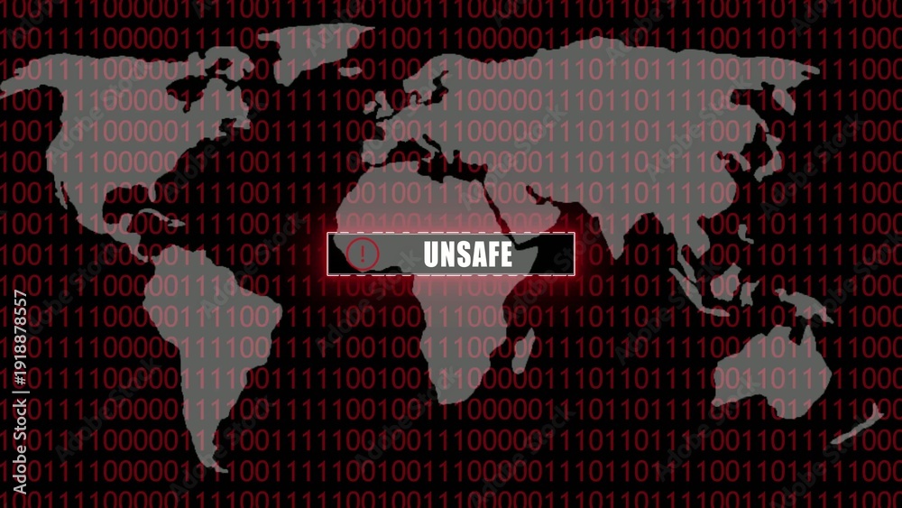 Fototapeta premium Gray map with red binary code Generate title without using the word 
