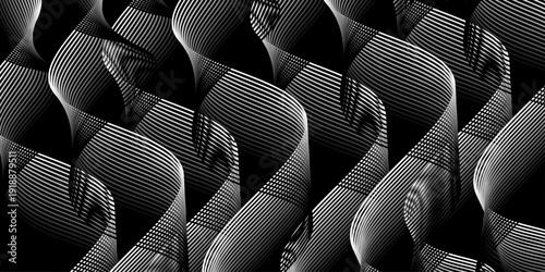 A closeup macro of a textured grey fabric pattern creates a black and white abstract background with a fashion leather material design