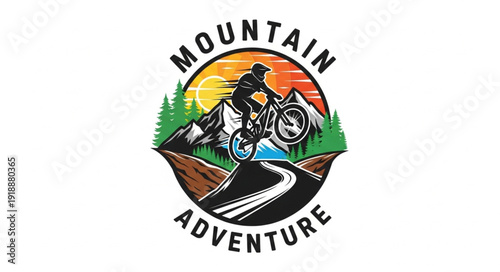 Mountain Biker Adventure Logo Design.