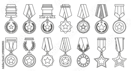 Collection of Military Medals and Awards Illustration.