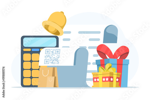 Flat vector of a payment reminder with receipt, representing digital marketing, online payments, e-commerce notifications, billing, and invoice alerts on white background.