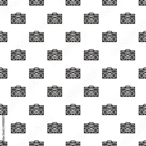 Repeating boombox creating a seamless pattern on a white background