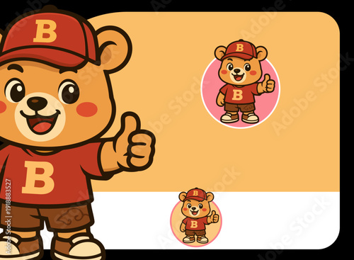Принти на полотні A cheerful bear mascot logo for a design studio, symbolizing friendliness and approachability