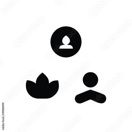 Mindfulness yoga and wellness practice themed icon collection On white Background Vector illustration