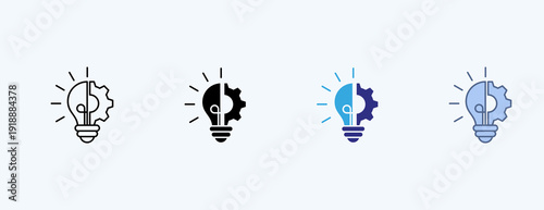 Gear Bulb Multiple Icon Illustration Vector