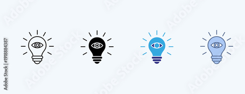 Eye Bulb Multiple Icon Illustration Vector
