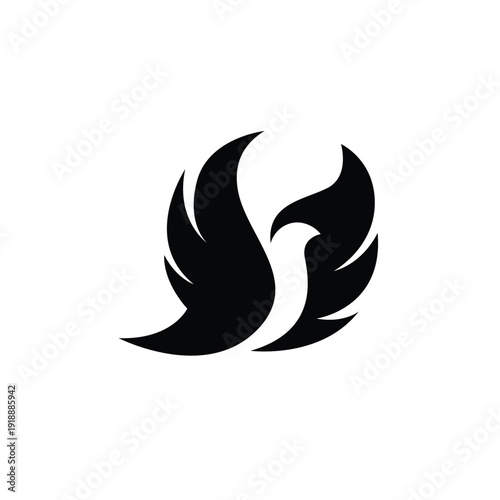 silhouette of a dove spreading wings logo vector