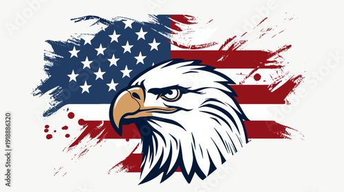 American bald eagle and flag illustration symbolizing patriotism and freedom