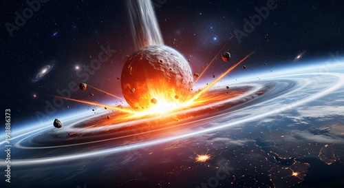 Massive Asteroid Impacting Earth Causing Global Catastrophe and Planetary Destruction