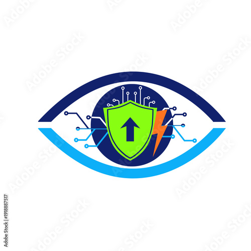 Free Download Cyber security vision eye logo with digital circuit lines and protective shield icon
 - GFXLoad