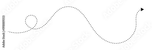Long squiggle dashed, dotted line arrow vector icon .Vector illustration .
