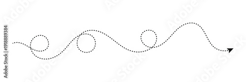 Long squiggle dashed, dotted line arrow vector icon .Vector illustration .