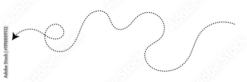 Long squiggle dashed, dotted line arrow vector icon .Vector illustration .
