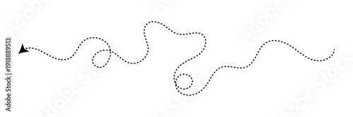 Long squiggle dashed, dotted line arrow vector icon .Vector illustration .