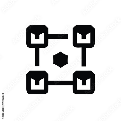 Decentralized blockchain network symbols for digital security concept On white Background Vector illustration