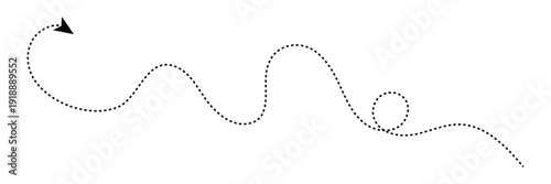 Long squiggle dashed, dotted line arrow vector icon .Vector illustration .