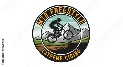 Mountain Biker Freestyle Extreme Riding Logo.