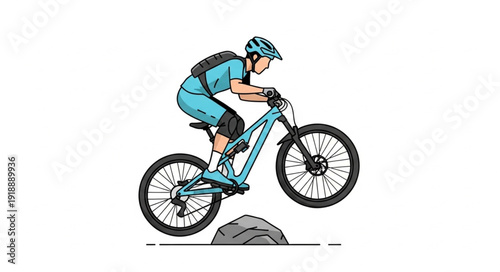 Mountain Biker in Action Pose.