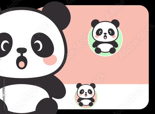 This adorable panda character with big eyes embodies cuteness and innocence, ideal for children's products, playful branding, and conveying a joyful, carefree spirit.