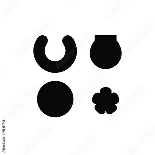 Cute lucky charm collection featuring clover badges and festive icons Vector illustration