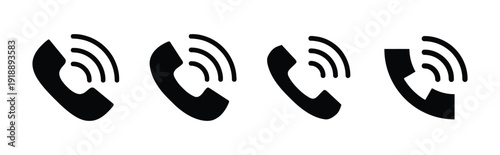 Collection of phone icons with ringing signals