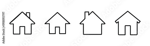 Collection of simple house outline icons on a white background