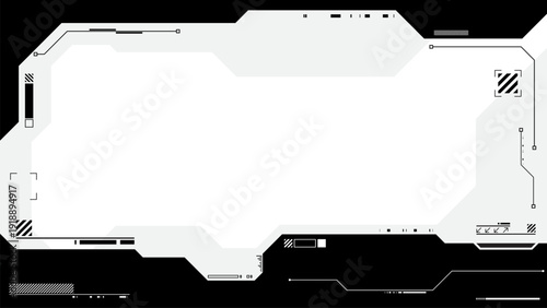 Abstract black and white technology sci-fi background with cyberpunk style design