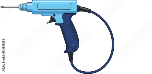 Electric soldering gun with cable, handheld repair and electronics tool illustration for wiring, circuit work, DIY projects, and professional maintenance applications