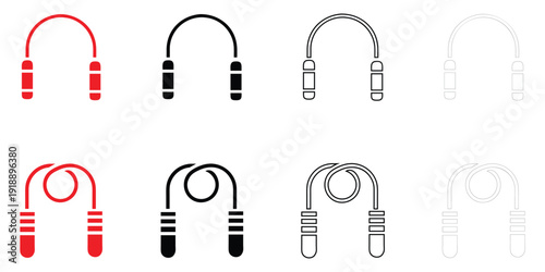 jump rope icon vector, jumping rope fitness physical exercise symbol vector, silhouette and line art illustration