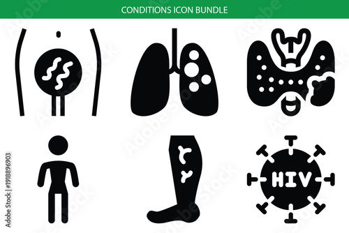 Minimalist medical conditions icon bundle Vector, illustration