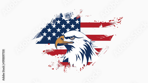 American eagle and flag symbol patriotic design for independence day