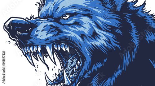 Intense bear head vector illustration depicting ferocity and strength