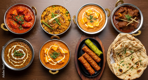 A vibrant and diverse spread of indian cuisine with various dishes and flavors