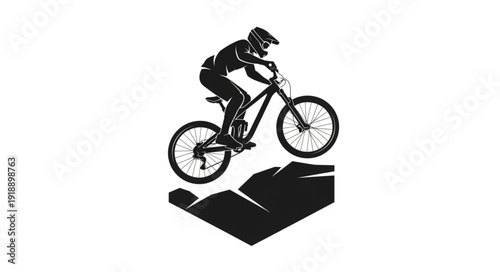 Mountain Biker in Mid Air Jump.