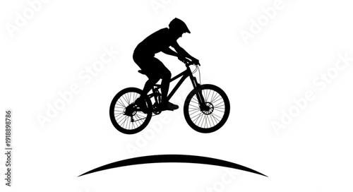 Mountain Biker in Mid Air Jump.