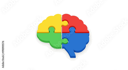 Brain Puzzle Pieces Icon Representing Cognitive Functions and Mental Activity