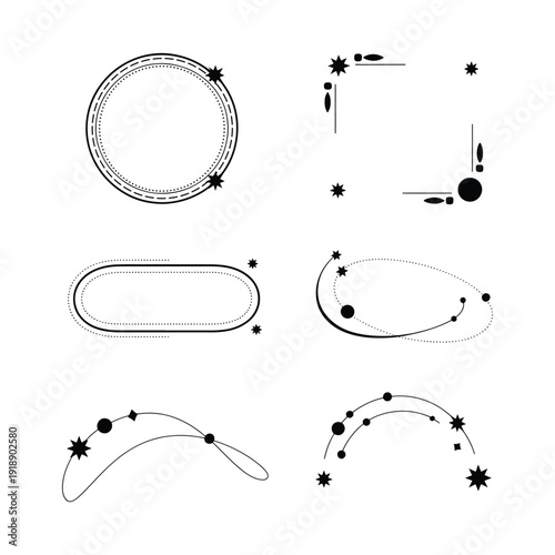 Abstract Geometric Star and Planet Shapes