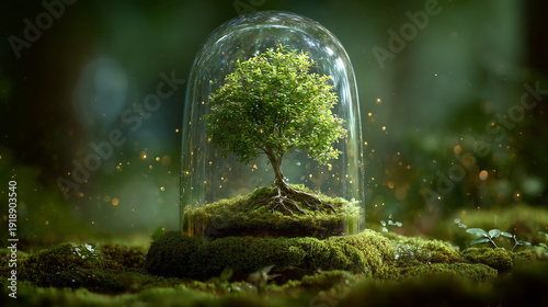 Nature preservation idea with isolated tree