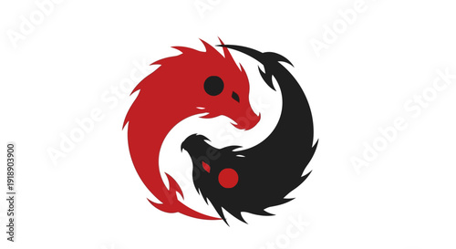 Yin Yang Dragons Symbol, Intertwined Creatures of Myth and Legend
