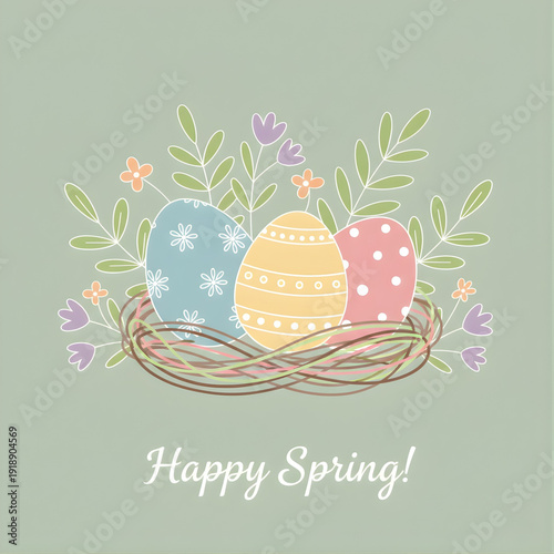 easter card with eggs